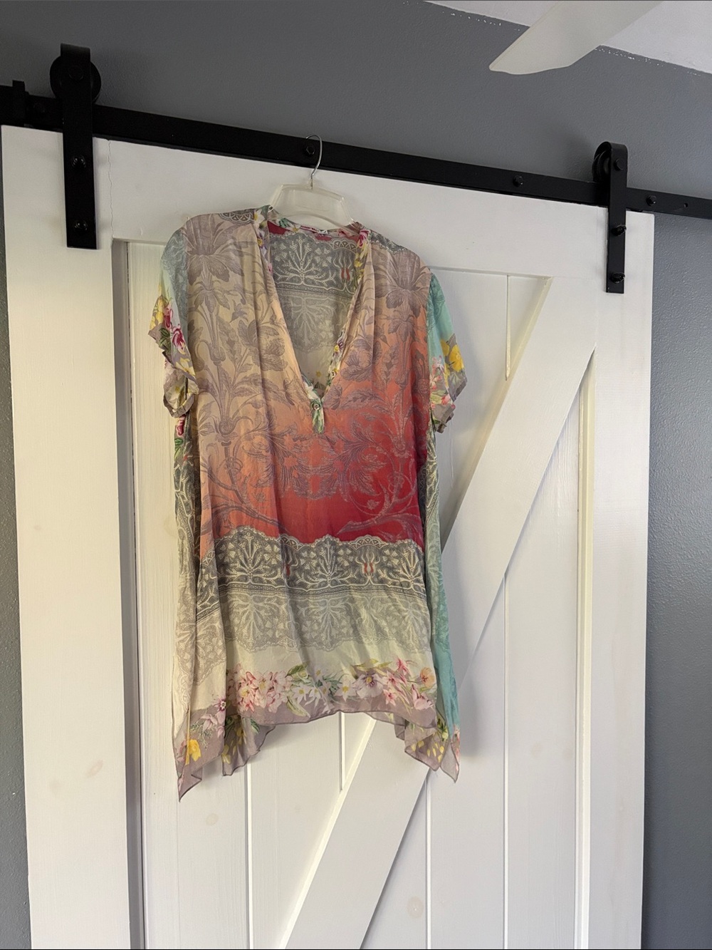Johnny Was Silk Floral Women's Top/cover-up Multicolor